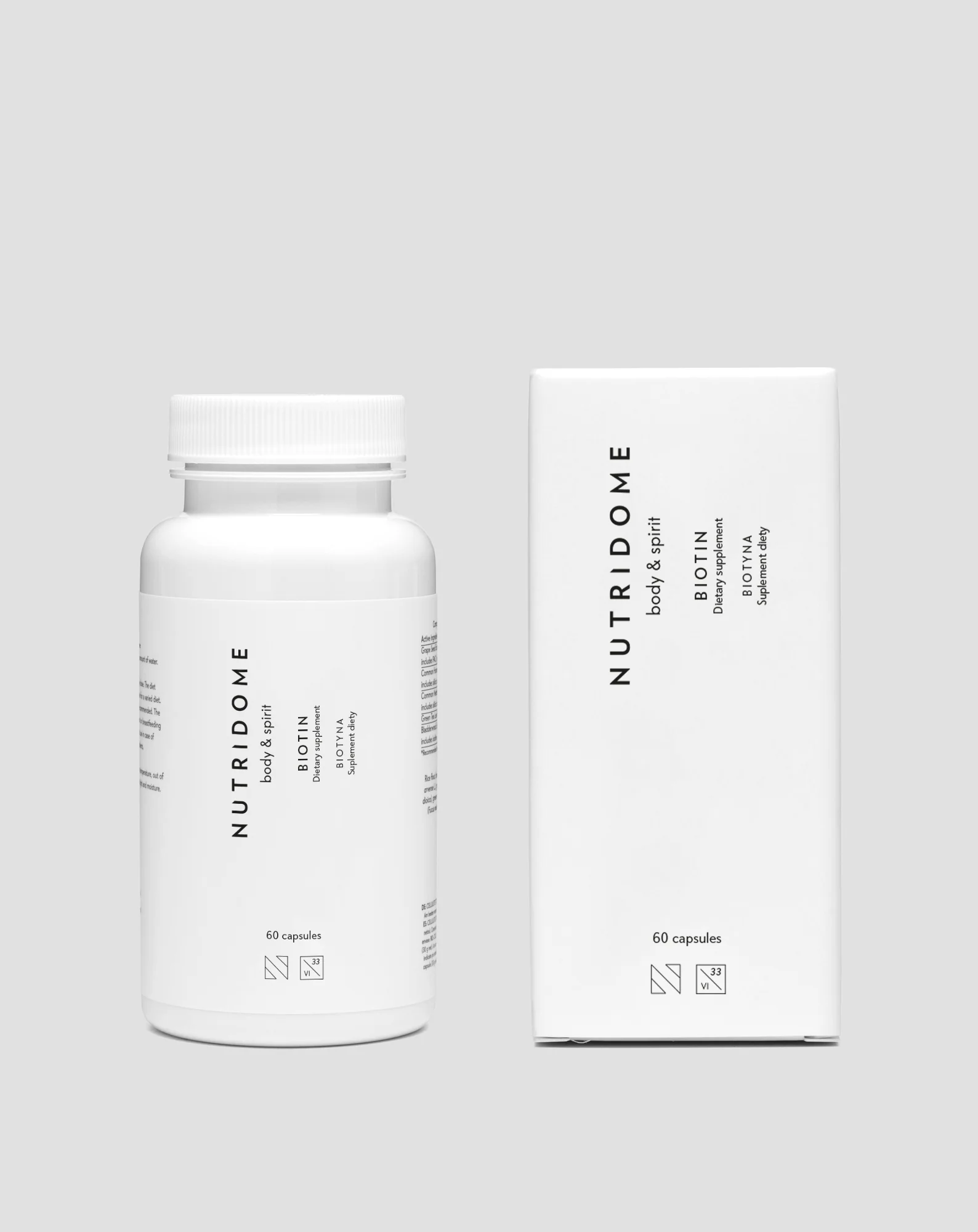 Biotyna w kapsułkach 2500 mcg witaminy H na włosy, skórę i paznokcie Nutridome 60 szt. - Image 3