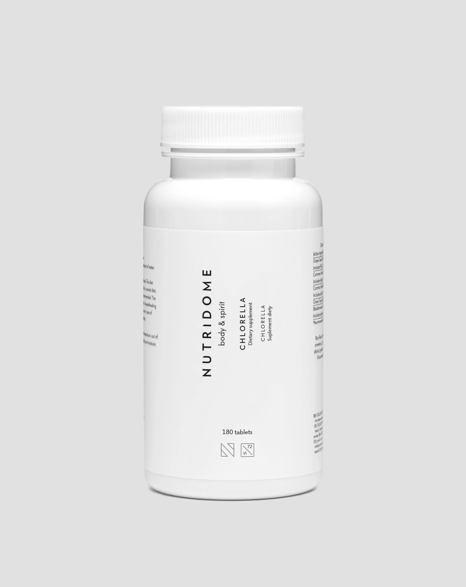 Chlorella pyrenoidosa wspomagająca detoksykację i odporność Nutridome 180 tabletek