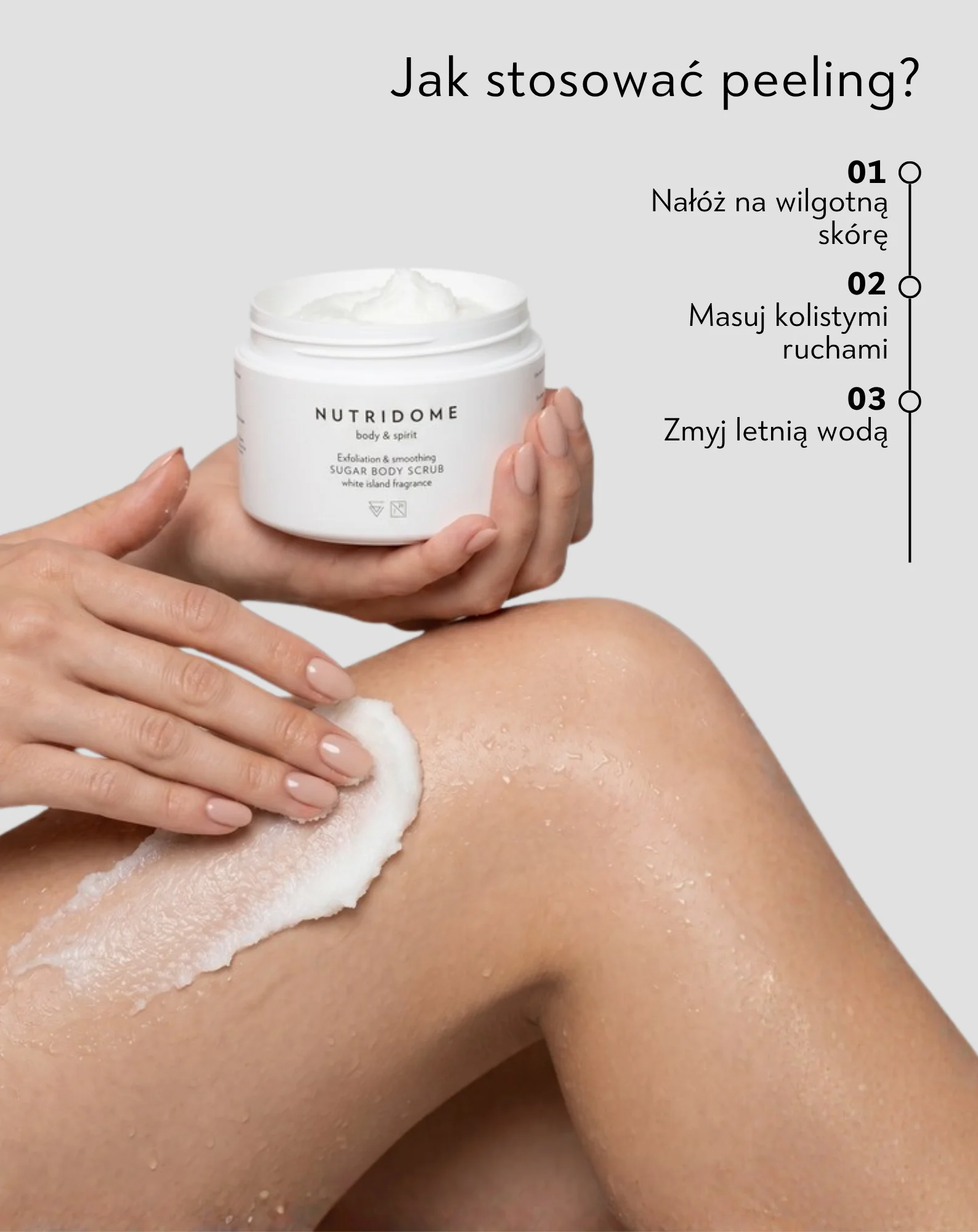 Cukrowy peeling scrub do ciała wygładzający skórę Nutridome 250 g - Image 3