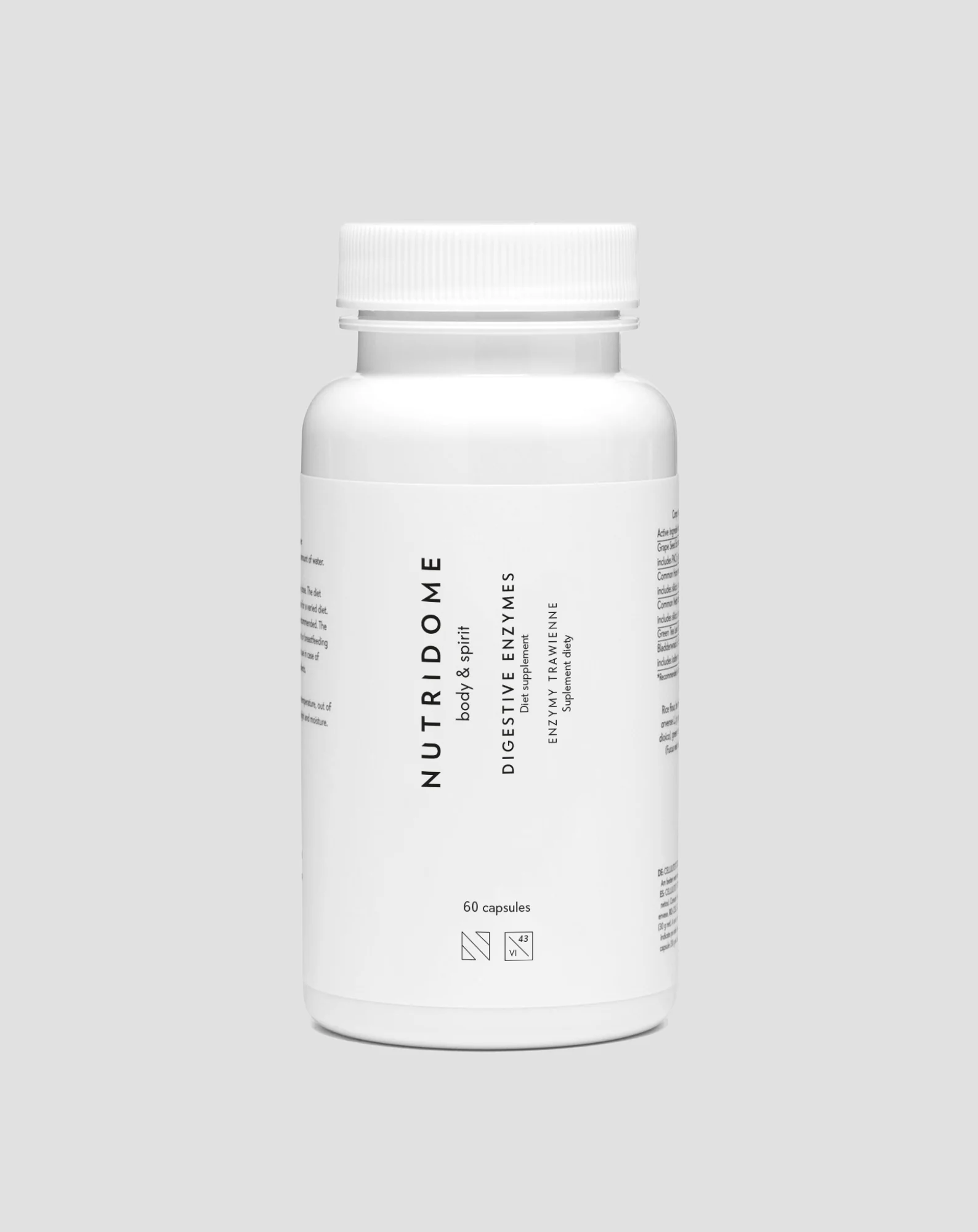 Enzymy trawienne bromelaina, laktaza, alpha-amylaza, lipaza suplement diety Nutridome 60 szt.