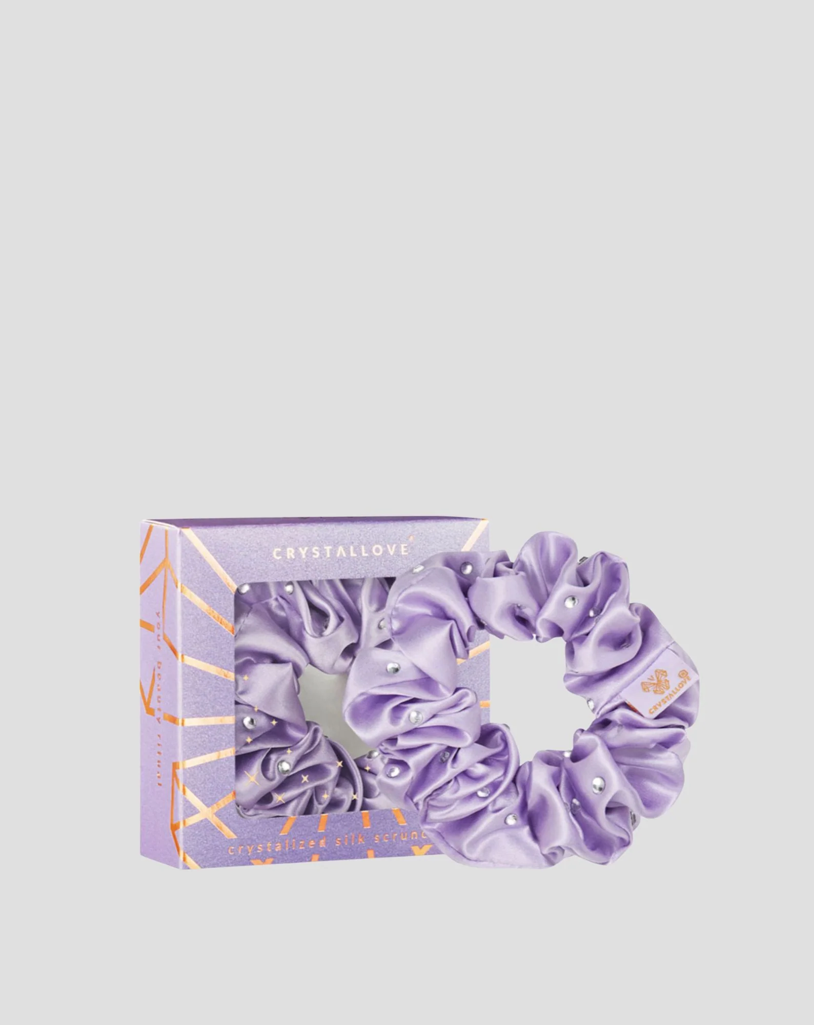 Gumka do włosów z jedwabiu z kryształkami – lilac Crystallove