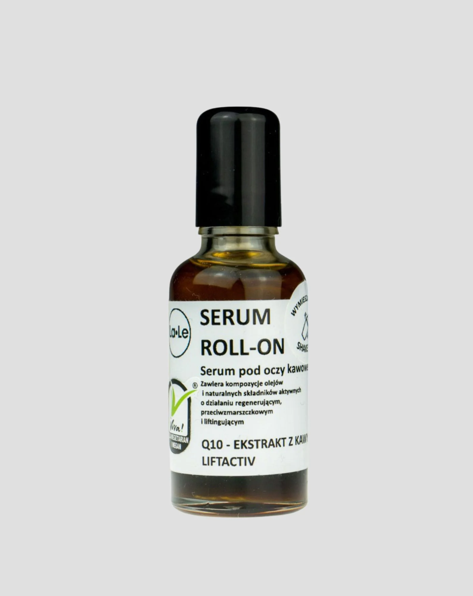 Kawowe serum pod oczy roll-on zmniejszający opuchliznę i działający ujędrniająco La-Le