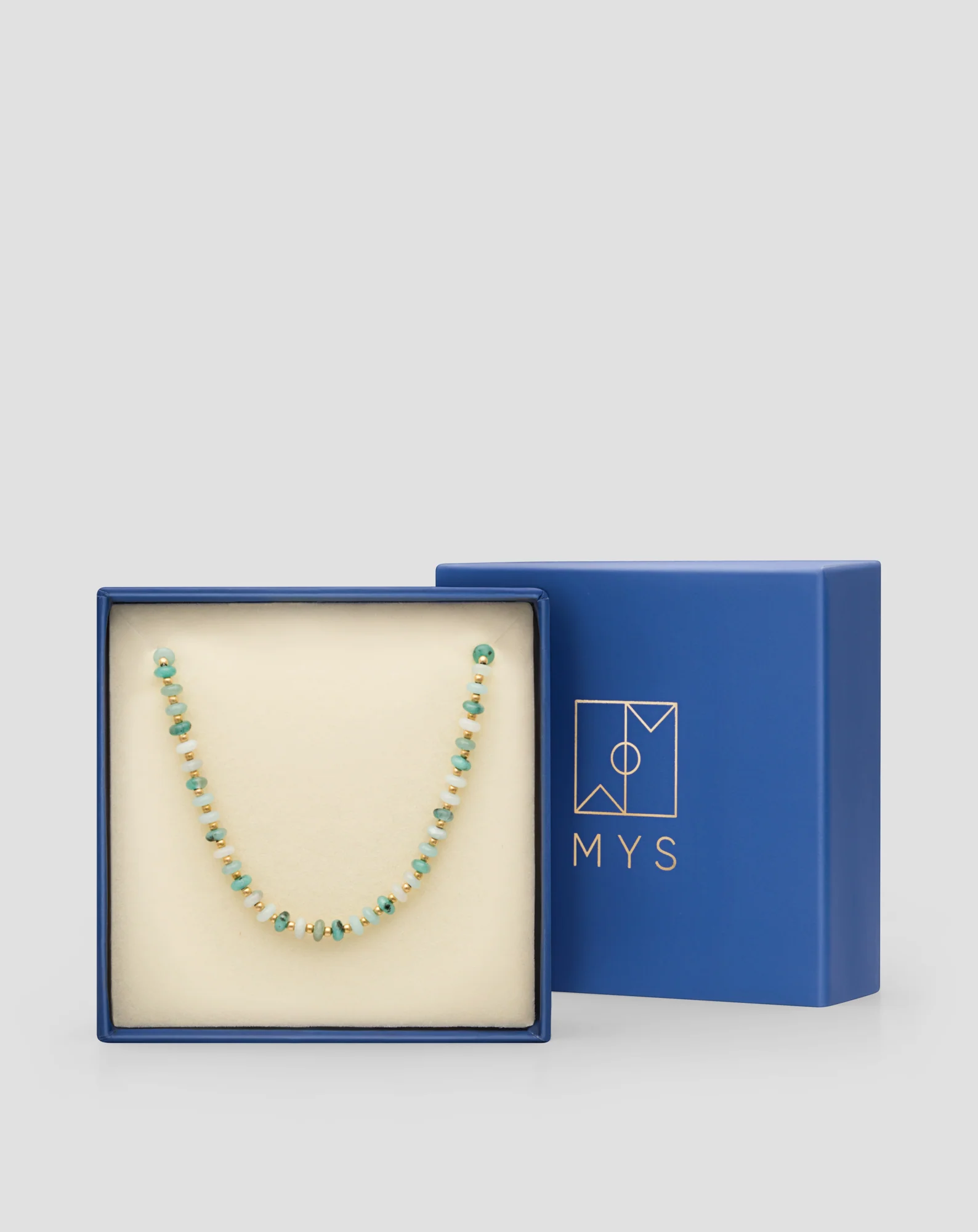 Łańcuszek do okularów z kamieni naturalnych turkus afrykański i amazonit Mys - Image 5