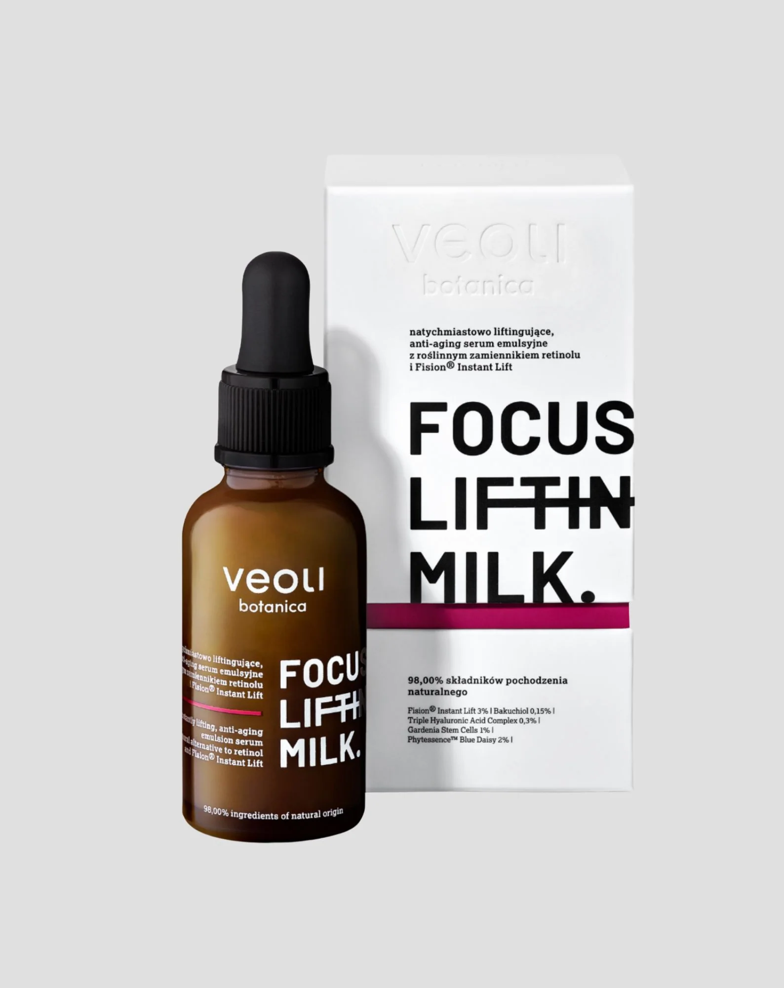 Liftingujące serum anti-aging emulsyjne z bakuchiolem Focus lifting milk Veoli Botanica