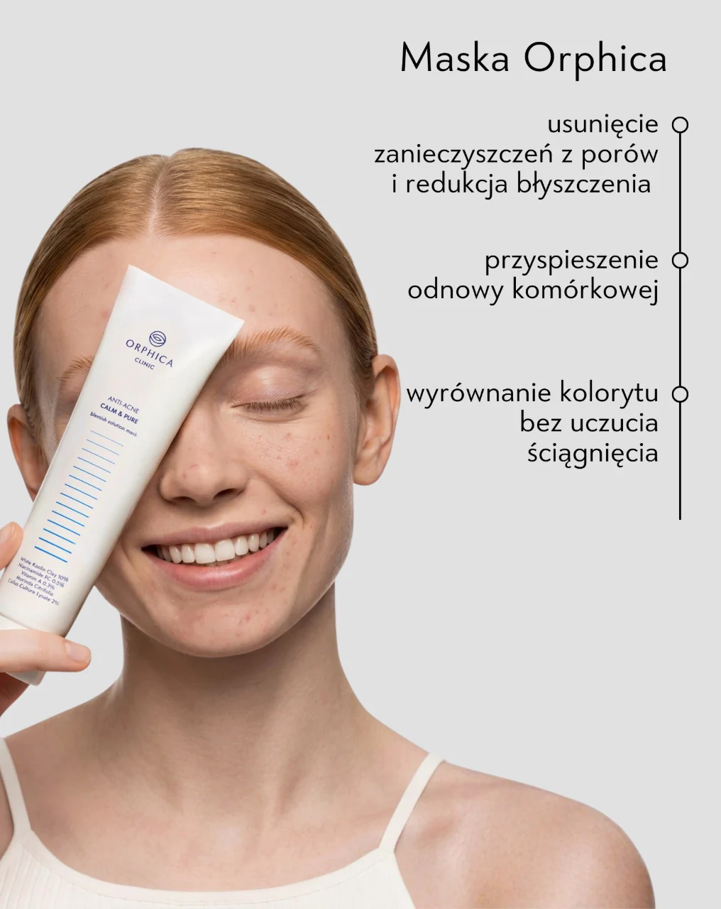 Maska oczyszczająco-regenerująca do cery trądzikowej z białą glinką Anti-Acne Orphica Clinic 100 ml - Image 2
