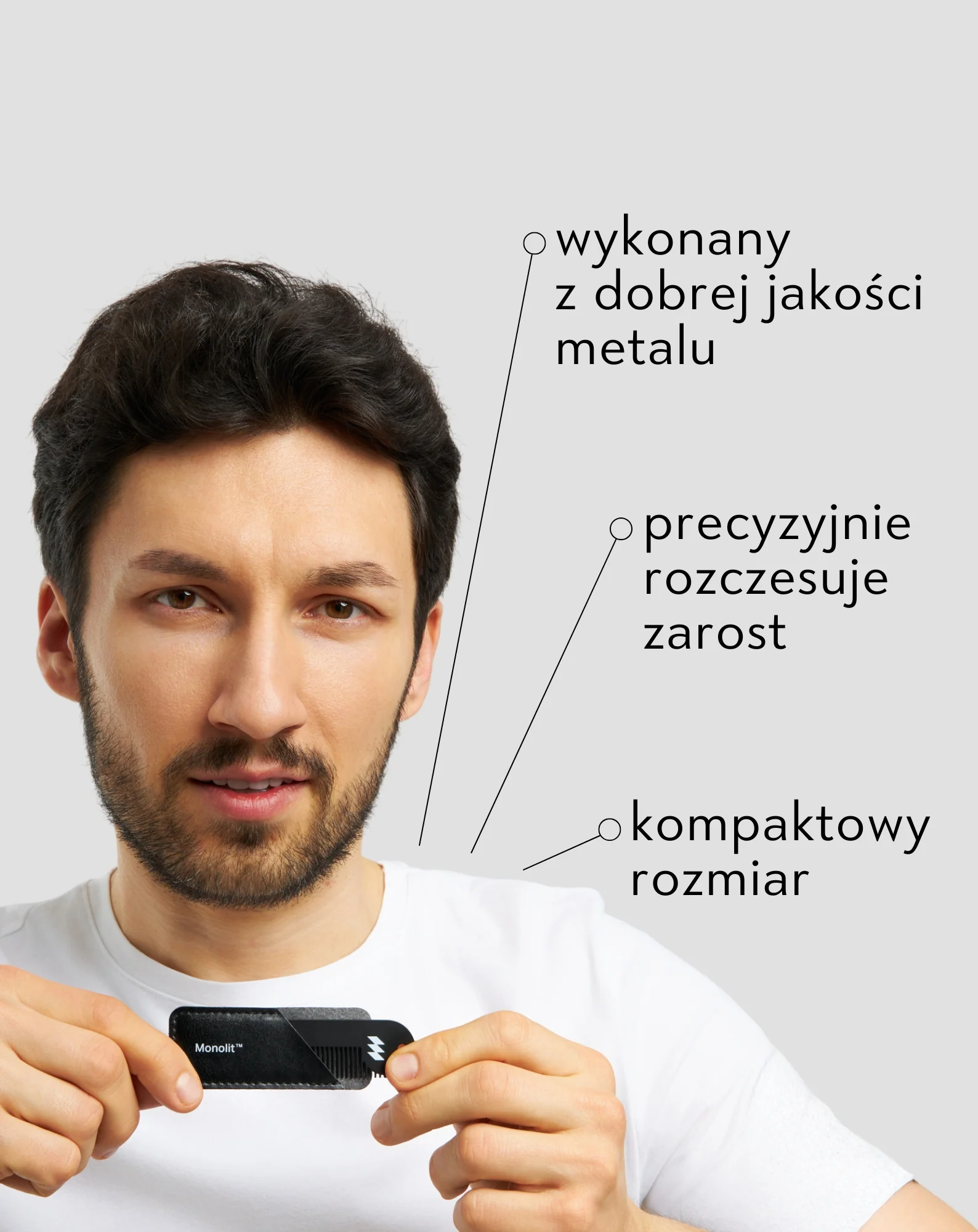 Metalowy grzebień do brody każdego typu i długości Monolit - Image 2