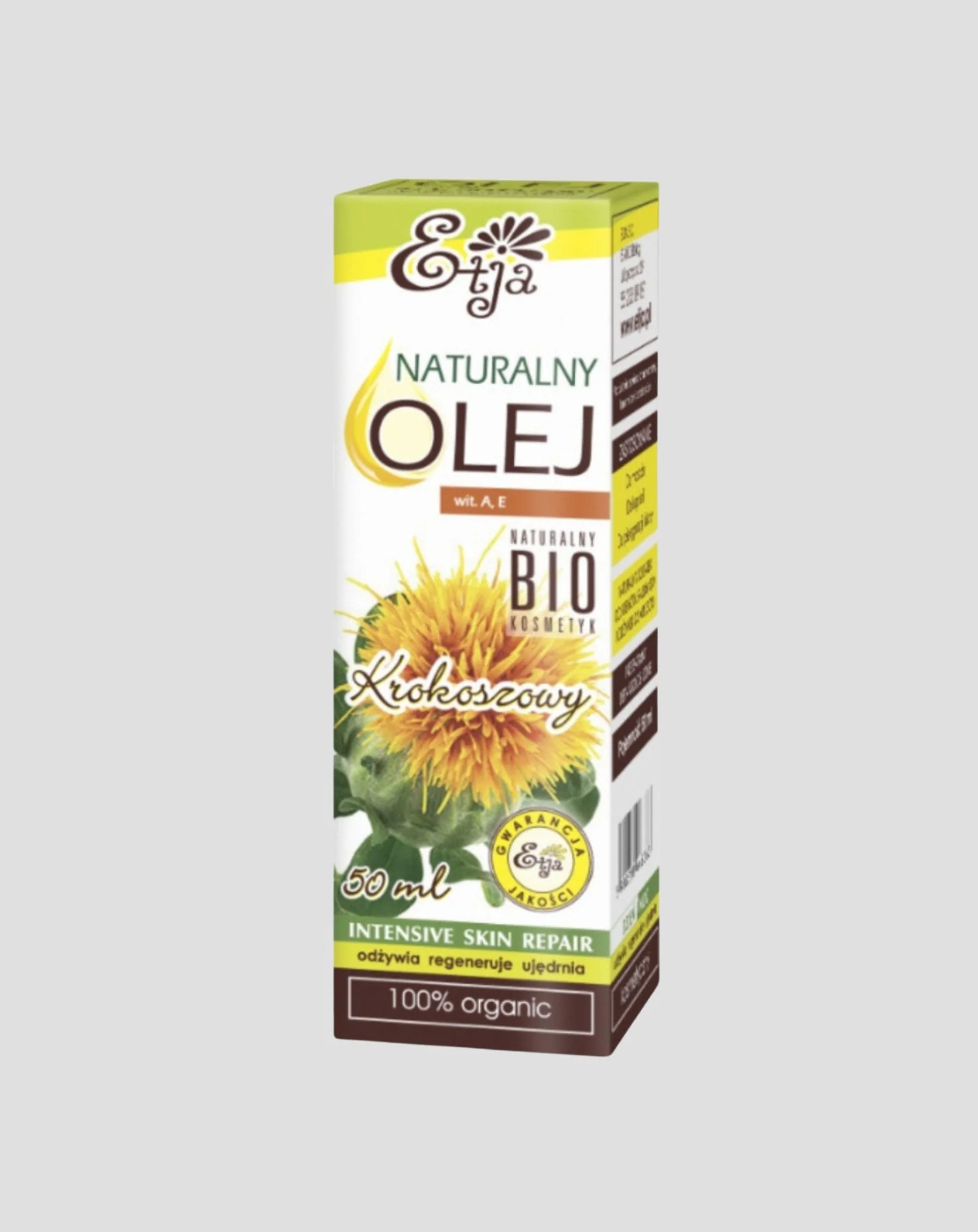 Naturalny olej z krokosza barwierskiego BIO tłoczony na zimno z nasion ostu Etja