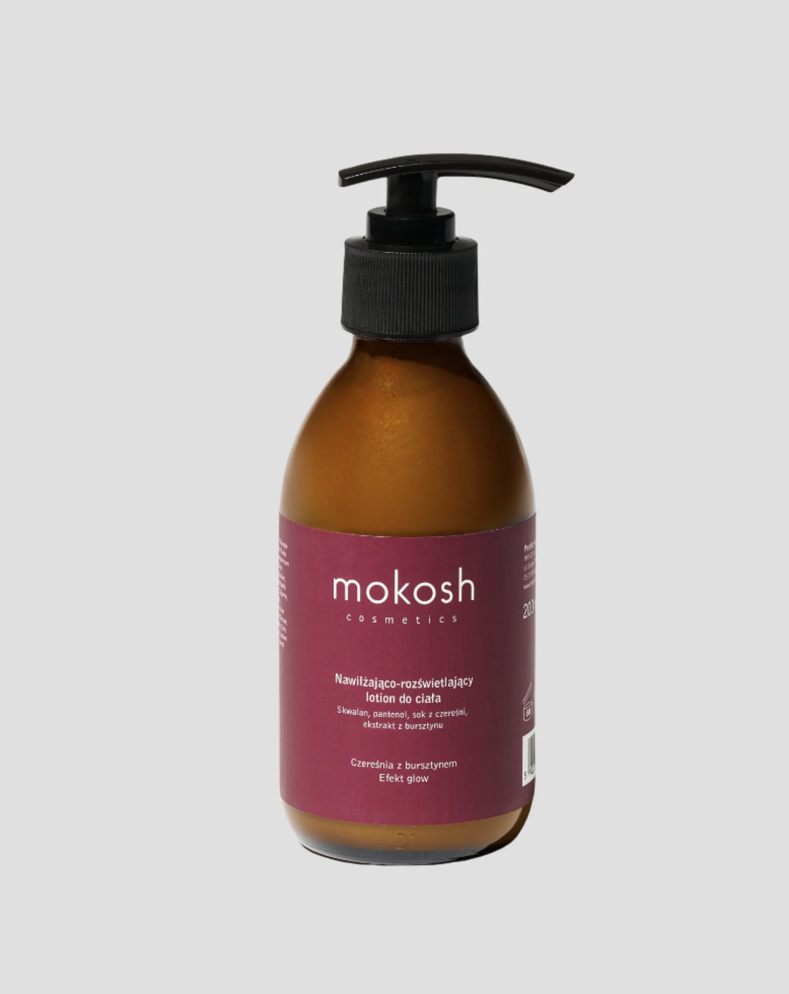 Nawilżająco-rozświetlający lotion do ciała Czereśnia z bursztynem z efektem glow Mokosh