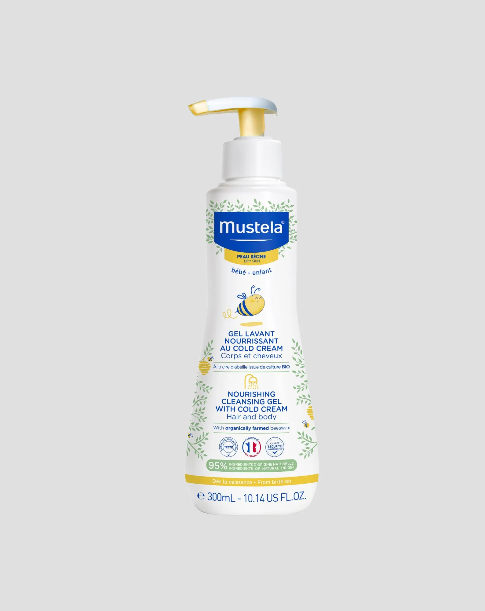 Odżywczy żel do mycia z Cold Cream i organicznym woskiem pszczelim Mustela