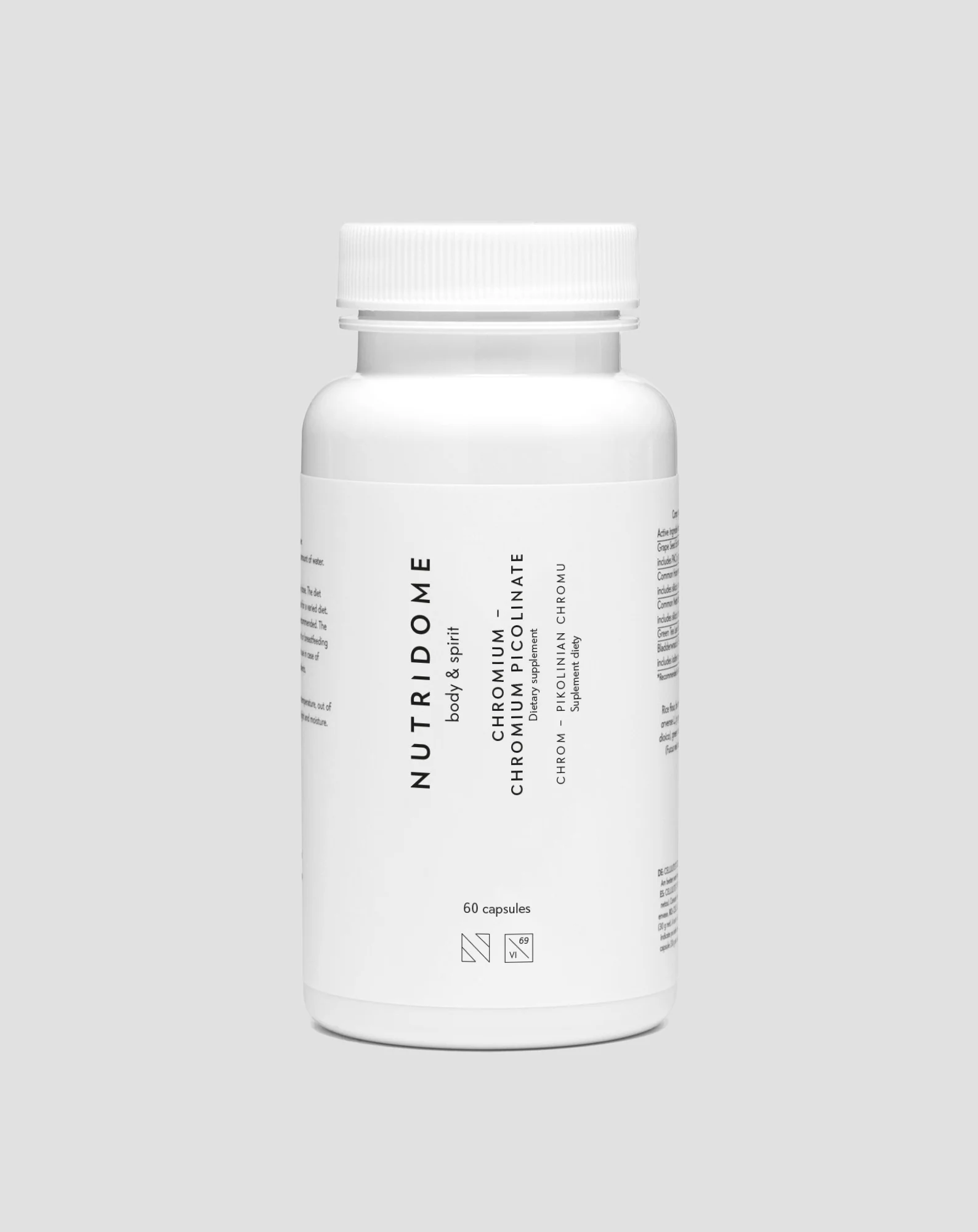 Pikolinian chromu z witaminą C i piperyną regulujący poziom cukru Nutridome 60 kapsułek