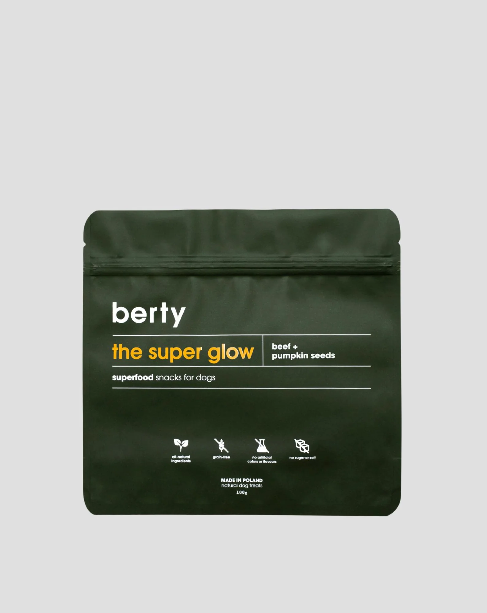 Przysmak z wołowiny z dodatkiem pestek dyni dla psa 5 the super glow Berty