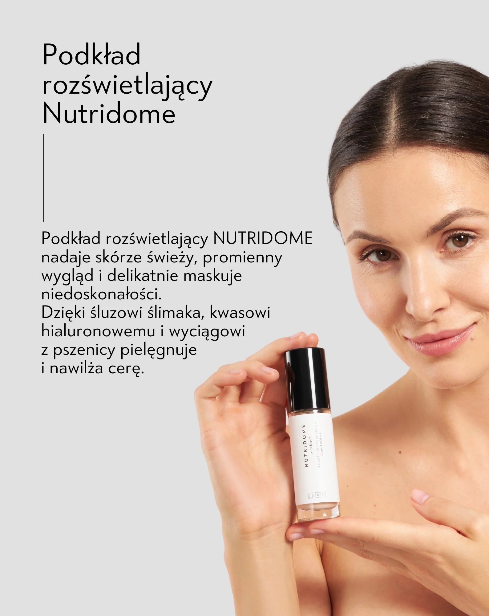 Rozświetlający podkład nawilżający z kwasem hialuronowym 02 Ivory Nutridome - Image 4