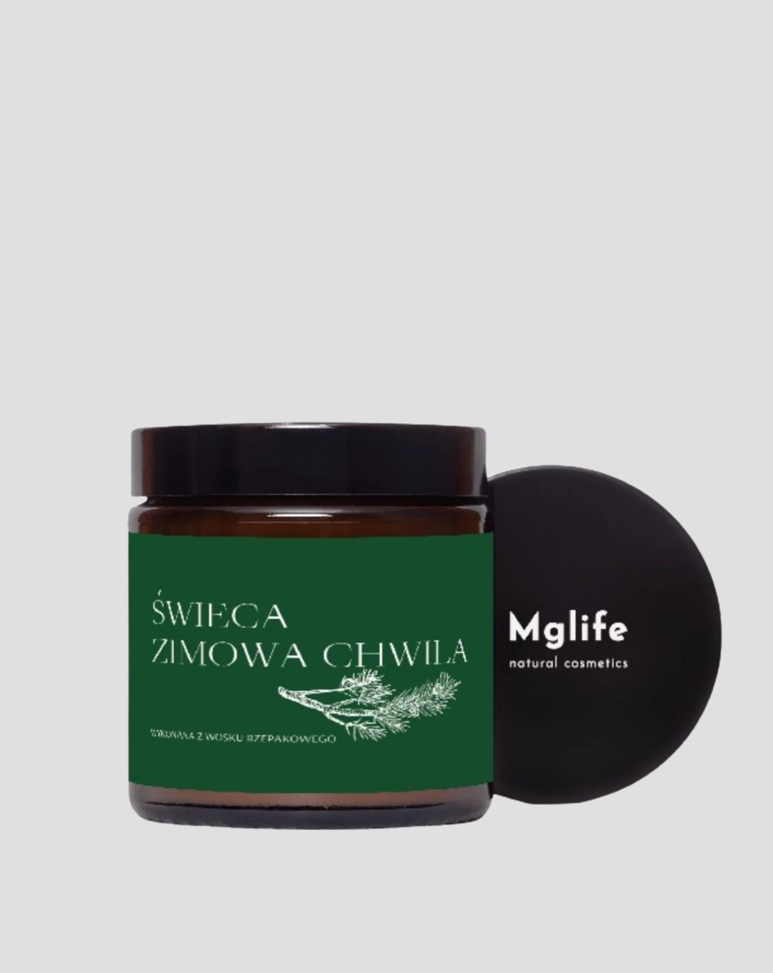 Wegańska świeca rzepakowa Zimowa chwila o zapachu sosny, cedru i bursztynu 120 ml MgLife - Image 4