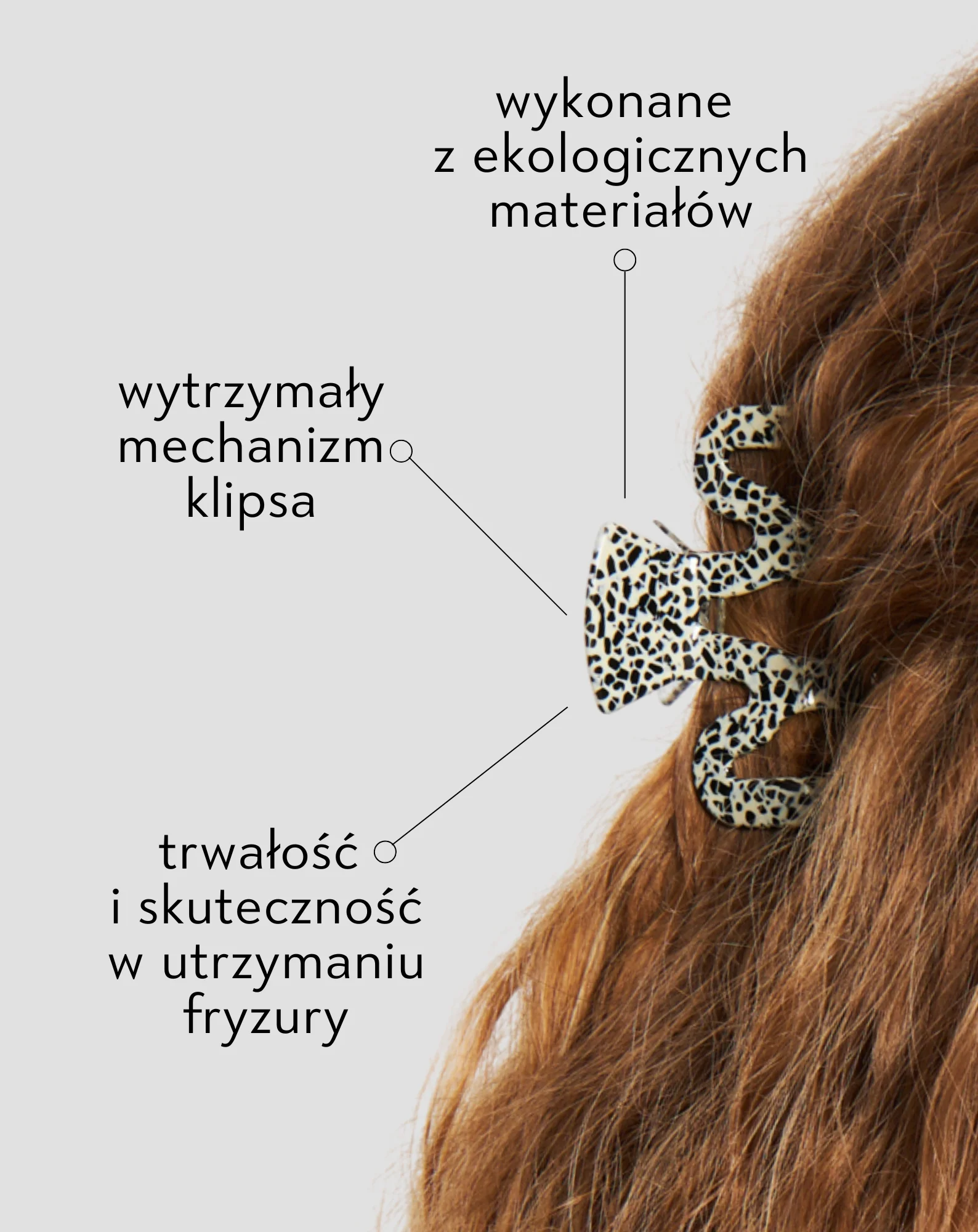 Zestaw dużych klamer do włosów – marmurkowa i czarna Twisty 2 szt - Image 4