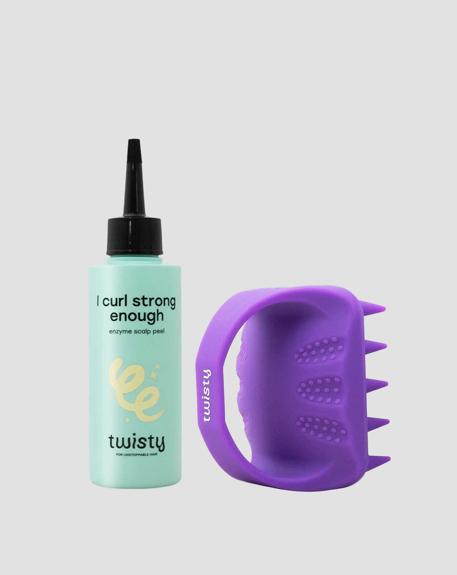 Zestaw masażer silikonowy + peeling enzymatyczny do oczyszczenia i stymulacji mikrokrążenia skóry głowy Twisty