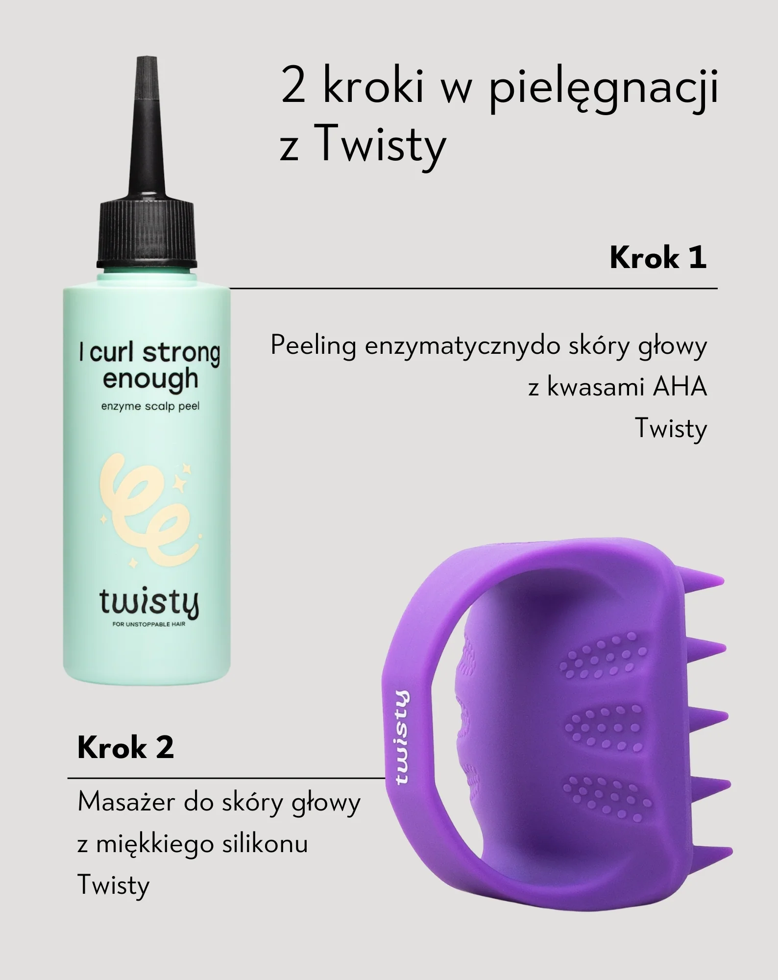 Zestaw masażer silikonowy + peeling enzymatyczny do oczyszczenia i stymulacji mikrokrążenia skóry głowy Twisty - Image 5